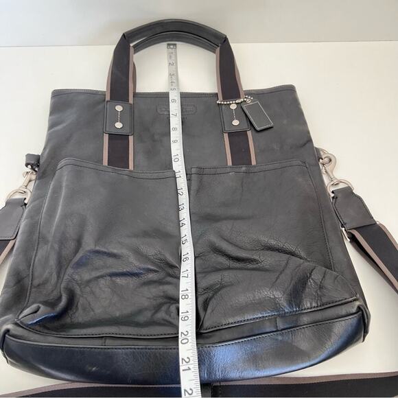 Coach Heritage Web Leather Foldover Tote - Picture 12 of 14